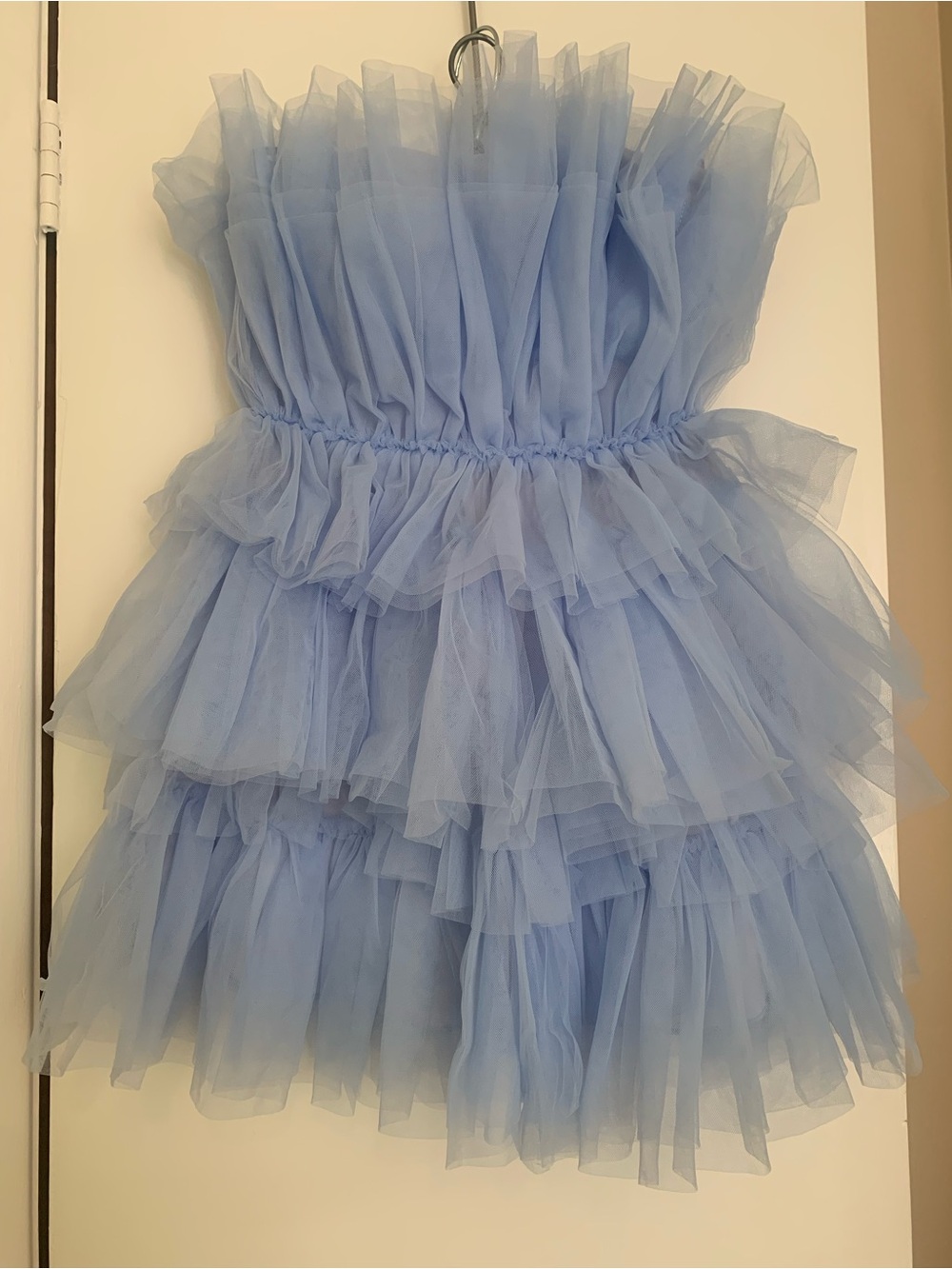 VICI Periwinkle Blue Tulle Strapless Ruffle Tiered Mini Party Dress XS